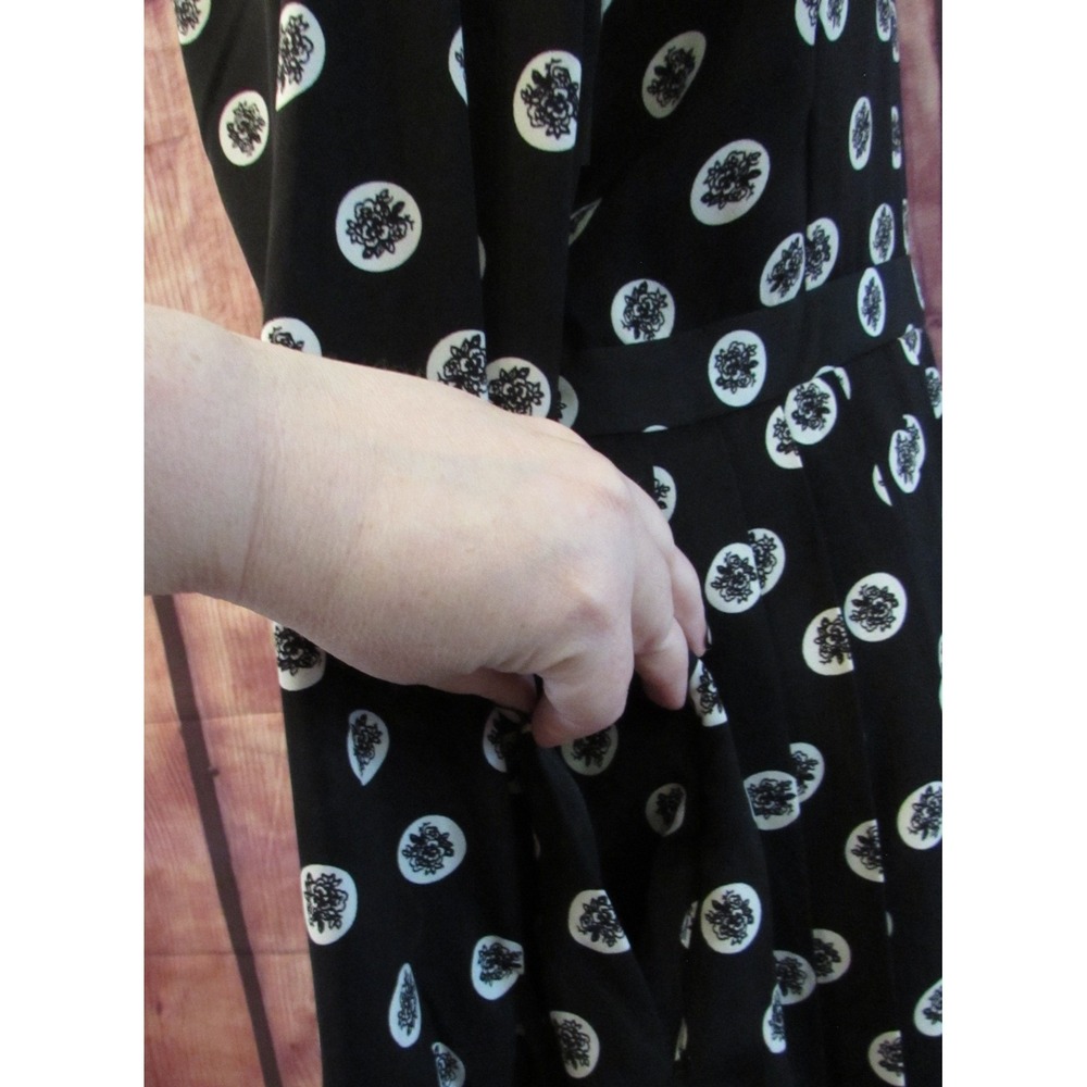 ModCloth Just My Typist Pleated Shirt Dress Black White Retro Vintage Large NWOT - Picture 10 of 13